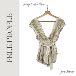 Free People Crepe Top with Embroidery and Bead Work